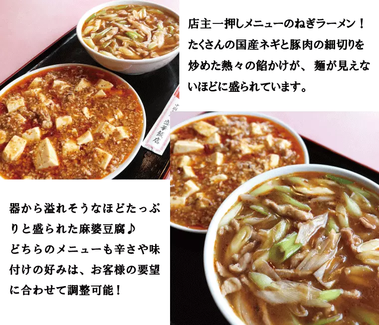辛さの中に旨みあり!
麻婆豆腐&ねぎラーメン