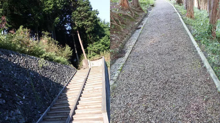 (入口からしばらくはふわふわとしたウッドチップが敷いてあるので、快適です。)