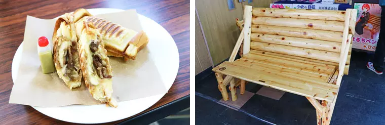 「武州エルビスサンド」と「まるちベンチ☆ひのき」